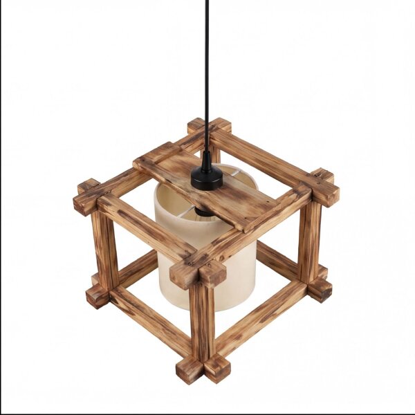 Pendelleuchte Metall Holz 32 cm breit H: max. 120 cm