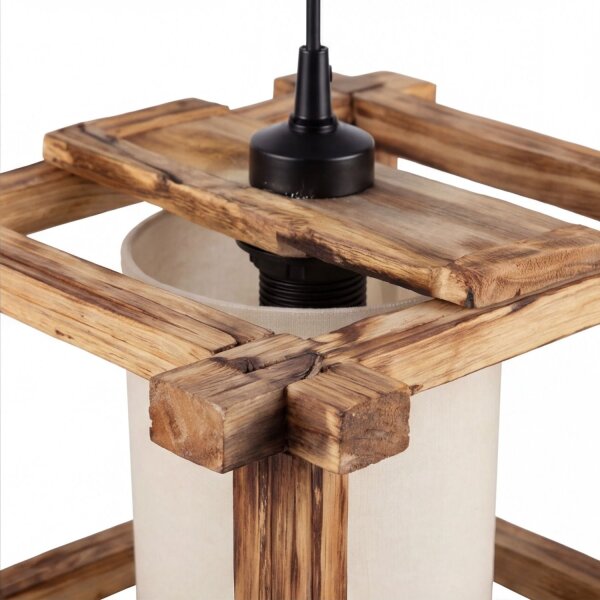 Pendelleuchte Metall Holz 32 cm breit H: max. 120 cm