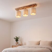 Spot Metall Stoff verstellbar geflammtes Holz Natur E27