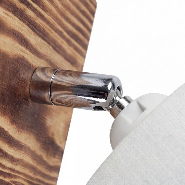 Wandspot Metall Stoff verstellbar geflammtes Holz Creme