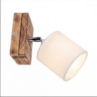 Wandspot Metall Stoff verstellbar geflammtes Holz Creme