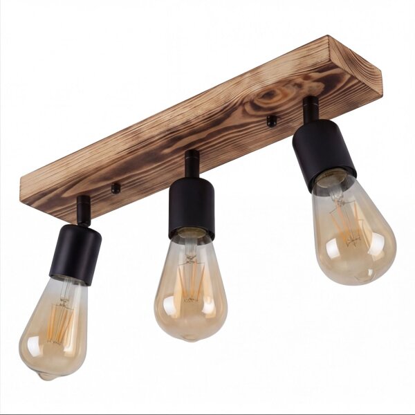 Spot Lampe Holz Metall E27 verstellbar 3-flammig RETHEN