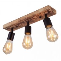 Spot Lampe Holz Metall E27 verstellbar 3-flammig RETHEN