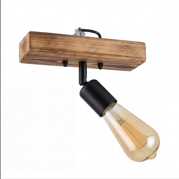 Spot Lampe Wand Holz Metall E27 verstellbar länglich
