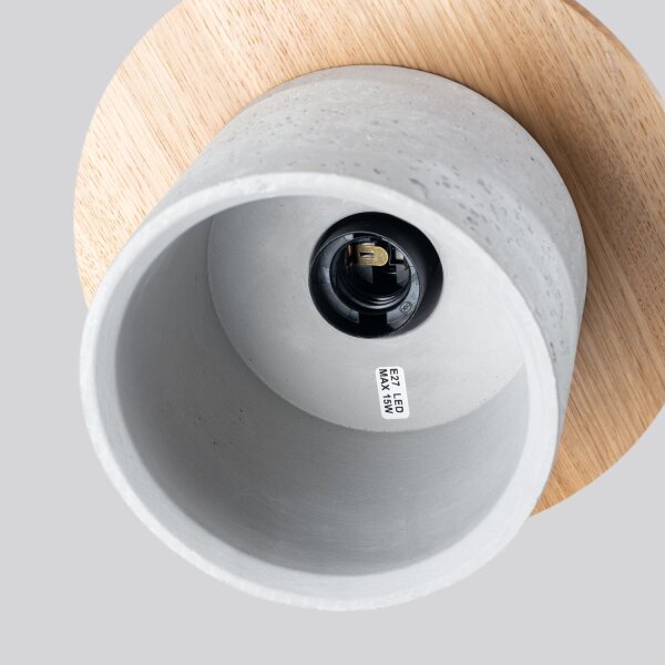Hängelampe Holz Beton E27 22 cm Pendelleuchte Esstisch