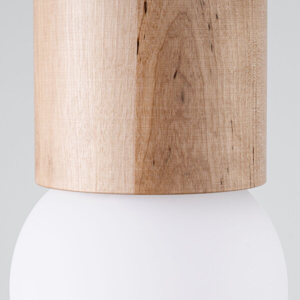 Deckenleuchte Holz Glas Weiß G9 12 cm rund blendarm