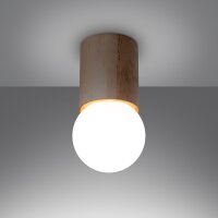 Deckenleuchte Holz Glas Weiß G9 12 cm rund blendarm