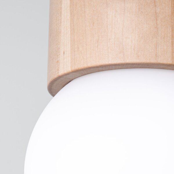 Deckenlampe Glas Holz G9 H:19 cm gemütlich blendarm