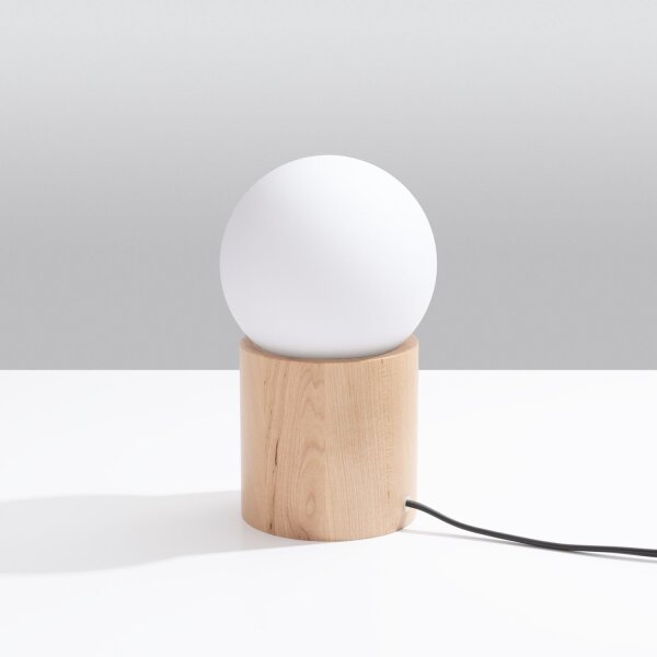 Tischlampe Holz Glas Weiß G9 21 cm Nachttisch blendarm