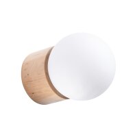 Wandleuchte Holz Natur Kugel Weiß G9 T:17 cm blendarm