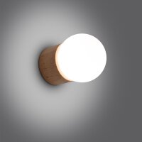 Wandleuchte Holz Natur Kugel Weiß G9 T:17 cm blendarm
