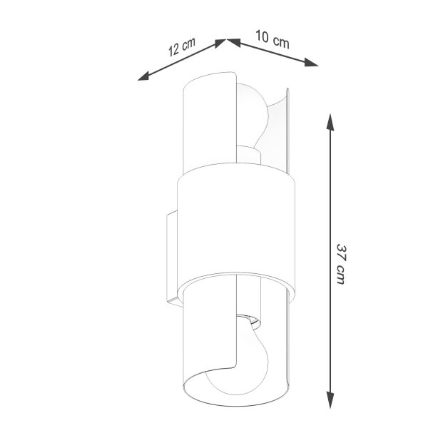 Wandlampe Stahl Weiß E27 H:37 cm Up Down indirekt