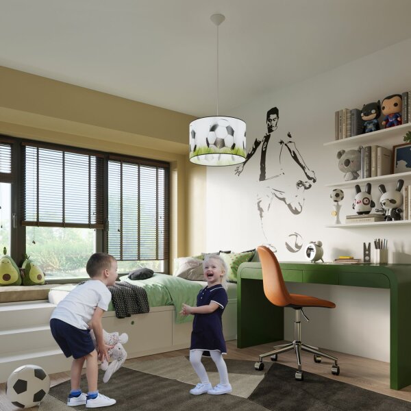 Hängelampe Kinder E27 Fußball Kinderzimmer Ø40 cm rund