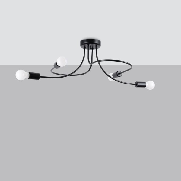 Deckenleuchte Schwarz Stahl E27 B:47 cm Mehrflammig