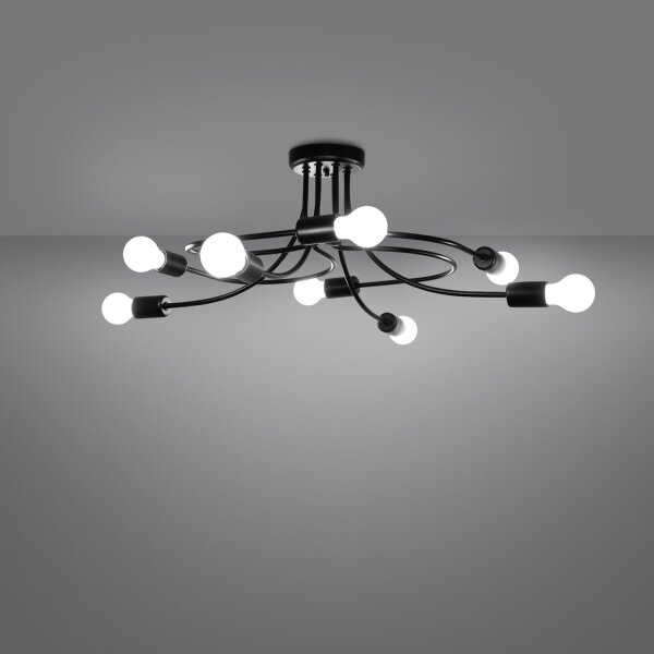 Deckenleuchte Schwarz Stahl E27 B:58 cm Mehrflammig