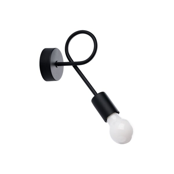Wandlampe mit Arm Schwarz Stahl E27 H:19 cm dekorativ