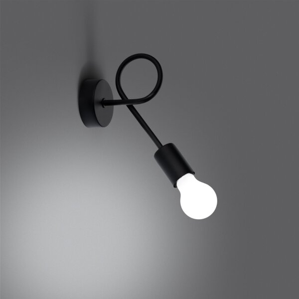 Wandlampe mit Arm Schwarz Stahl E27 H:19 cm dekorativ
