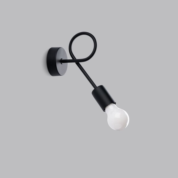 Wandlampe mit Arm Schwarz Stahl E27 H:19 cm dekorativ
