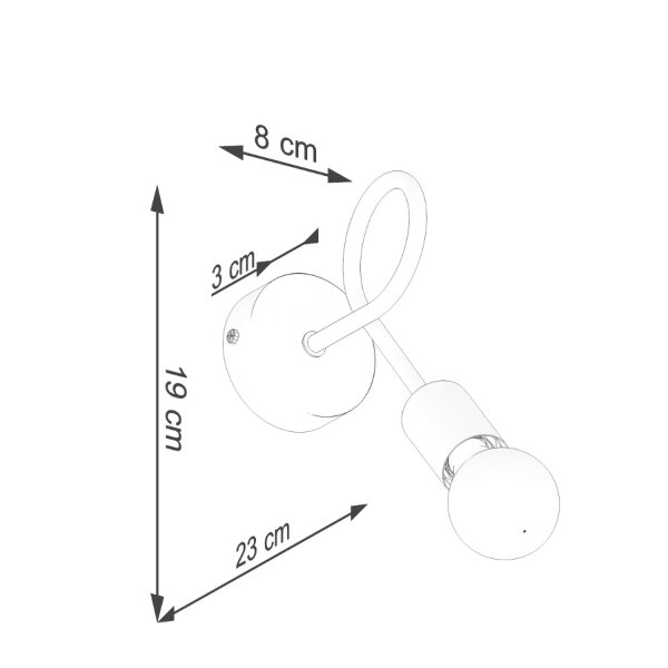Wandlampe mit Arm Schwarz Stahl E27 H:19 cm dekorativ