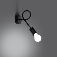 Wandlampe mit Arm Schwarz Stahl E27 H:19 cm dekorativ