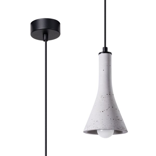 Hängelampe Beton Stahl Grau Schwarz E14 L:12 cm