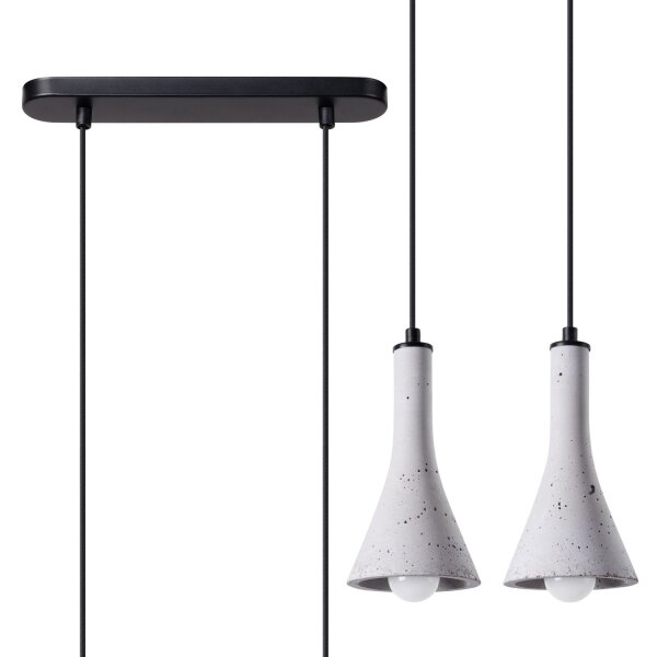 Hängelampe Beton Stahl Grau Schwarz E14 34 cm 2-flammig