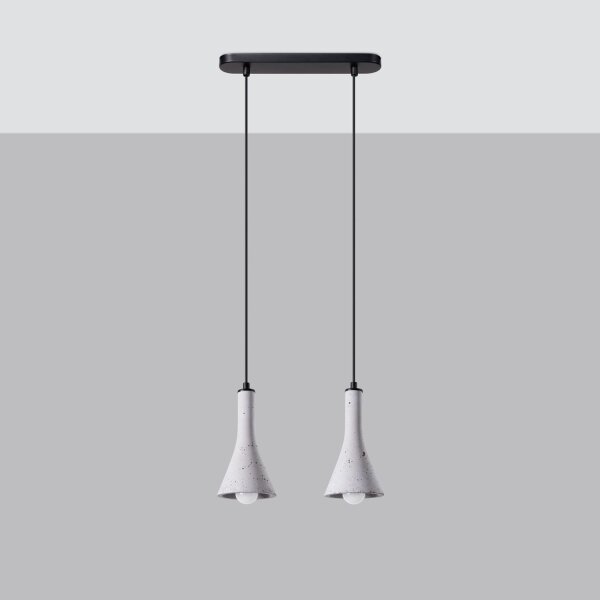 Hängelampe Beton Stahl Grau Schwarz E14 34 cm 2-flammig