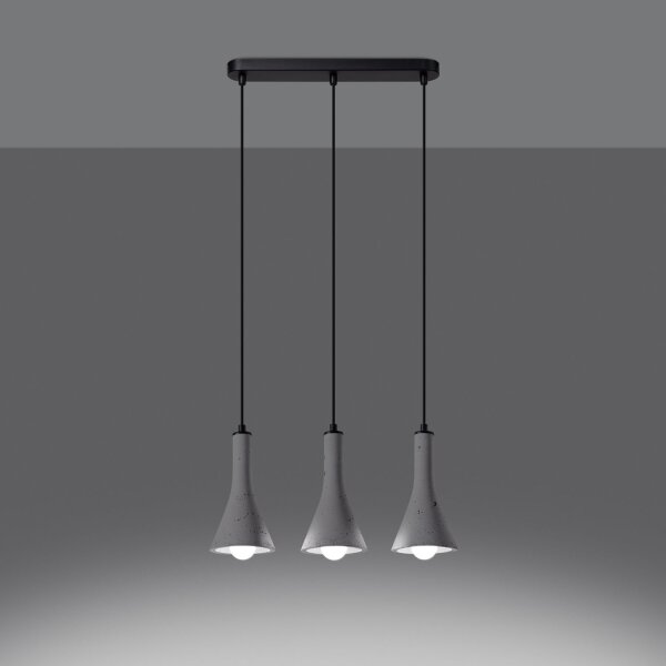 Pendelleuchte Beton Grau Schwarz E14 46 cm 3-flammig