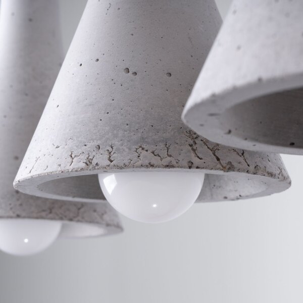 Pendelleuchte Beton Grau Schwarz E14 46 cm 3-flammig