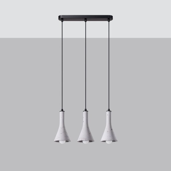 Pendelleuchte Beton Grau Schwarz E14 46 cm 3-flammig