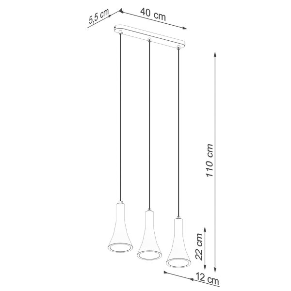 Pendelleuchte Beton Grau Schwarz E14 46 cm 3-flammig