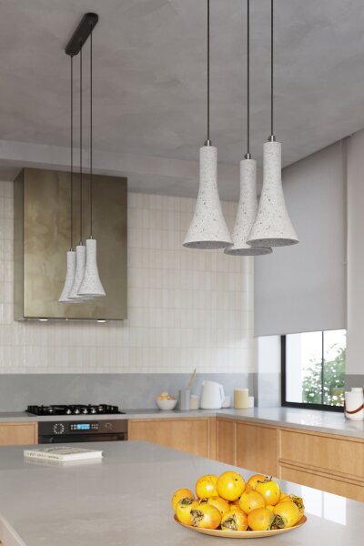 Hängelampe Beton Grau Schwarz E14 B:27 cm 3-flammig