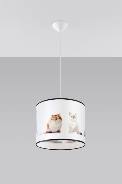 Hängelampe Kinder E27 Katze Kinderzimmer Ø30 cm rund