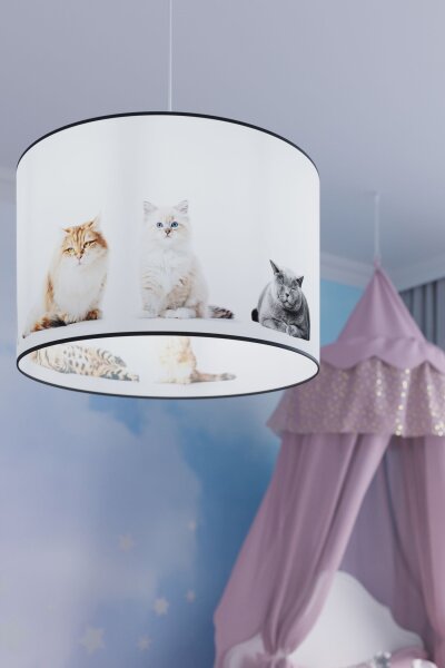 Pendelleuchte Kinder E27 Katze Kinderzimmer Ø40 cm rund