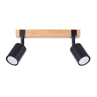 Deckenstrahler Holz Stahl Schwarz GU10 flexibel 38 cm