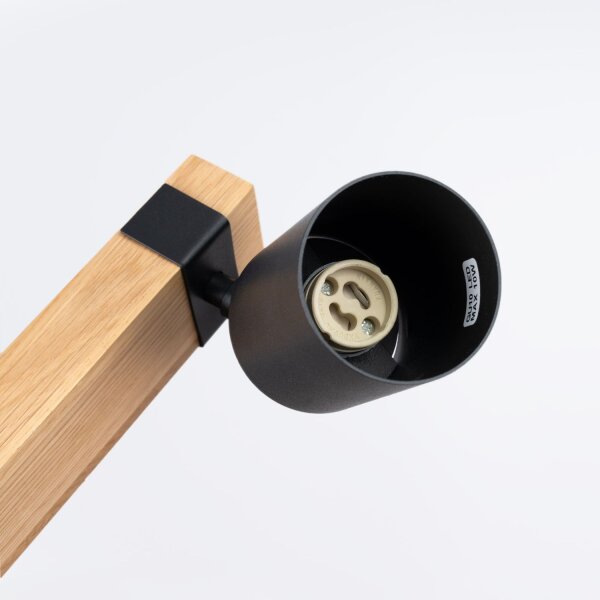 Deckenspot Holz Stahl Schwarz GU10 flexibel 4-flammig