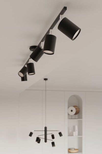 Deckenstrahler Stahl Schwarz GU10 100 cm verstellbar