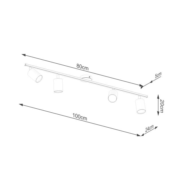 Deckenstrahler Stahl Weiß GU10 100 cm verstellbar