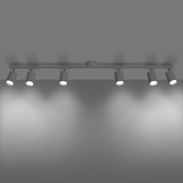 Deckenspot Stahl Weiß GU10 6-flammig 135 cm verstellbar