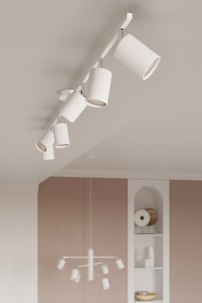 Deckenspot Stahl Weiß GU10 6-flammig 135 cm verstellbar