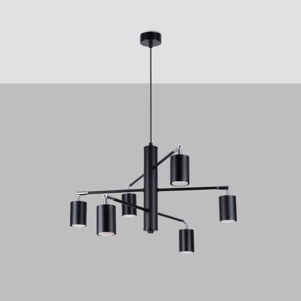 Hängelampe Stahl Schwarz flexibel GU10 L:77 cm 6-flmg