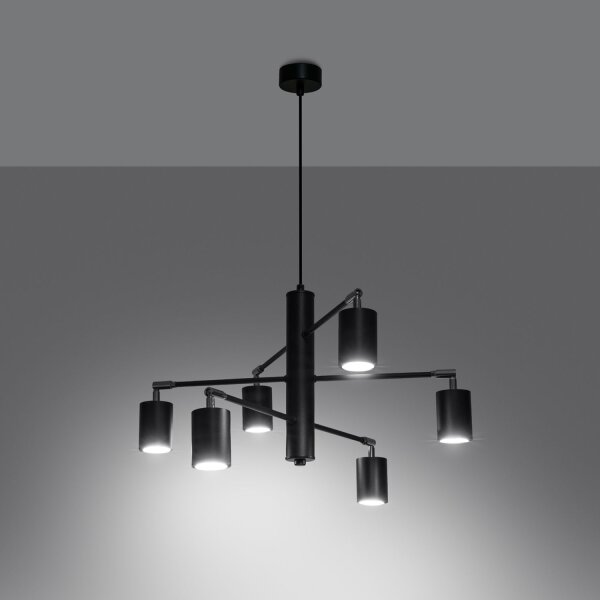Hängelampe Stahl Schwarz flexibel GU10 L:77 cm 6-flmg
