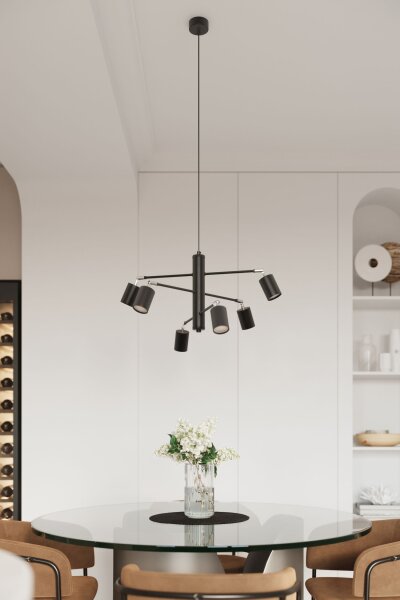 Hängelampe Stahl Schwarz flexibel GU10 L:77 cm 6-flmg