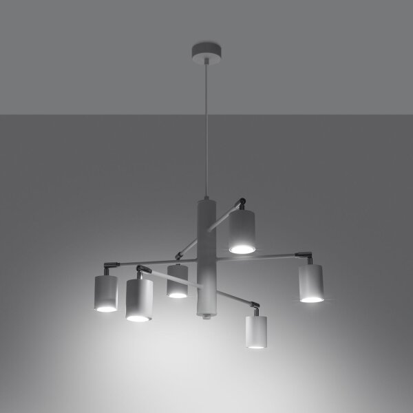 Hängelampe Stahl Weiß flexibel GU10 L:77 cm 6-flammig