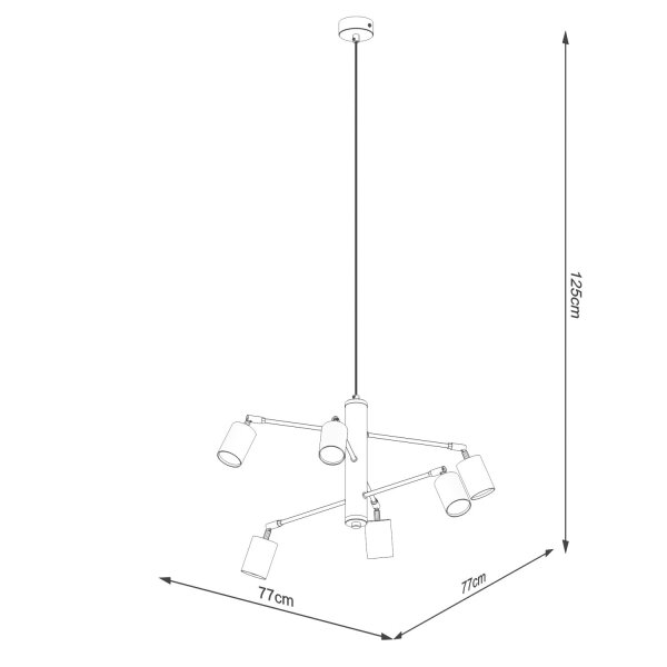 Hängelampe Stahl Weiß flexibel GU10 L:77 cm 6-flammig