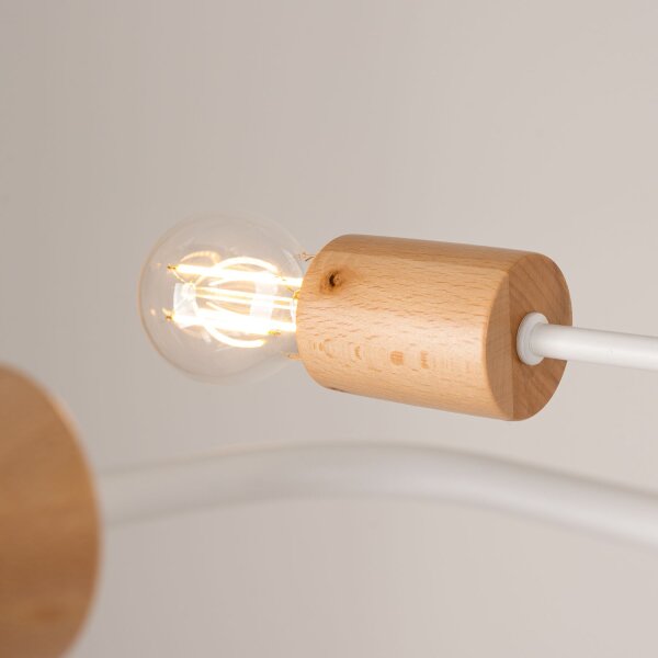 Deckenleuchte Stahl Holz Weiß E27 B:75 cm 4-flammig
