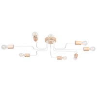 Deckenlampe Stahl Holz Weiß E27 B:100 cm 8-flammig