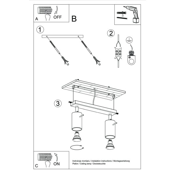 Deckenstrahler Ocker Stahl GU10 flexibel 30 cm 2-flmg