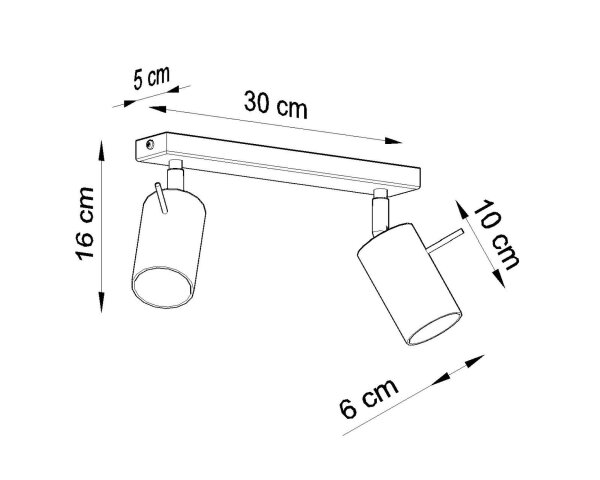 Deckenspot Weiß Stahl GU10 flexibel 30 cm 2-flammig
