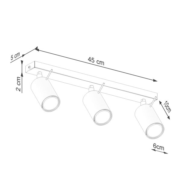 Deckenspot Olivgrün GU10 L:45 cm 3-flmg verstellbar